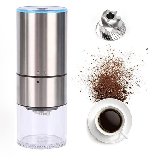 KUFUNG Electric Coffee Grinder, Rechargeable Mini Coffee Grinder With Multi Grind Setting, Coffee Bean Grinder Spice Grinder For Herbs, Nuts, Spice Mill (Silver)