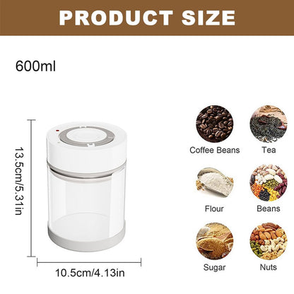 KUFUNG Electric Vacuum Sealed Jar, Glass Airtight Coffee Canister with Date Tracker, Coffee Bean Storage Container Kitchen Storage Jars for Dry Goods Cookie Candy Tea Spices, 1350ml